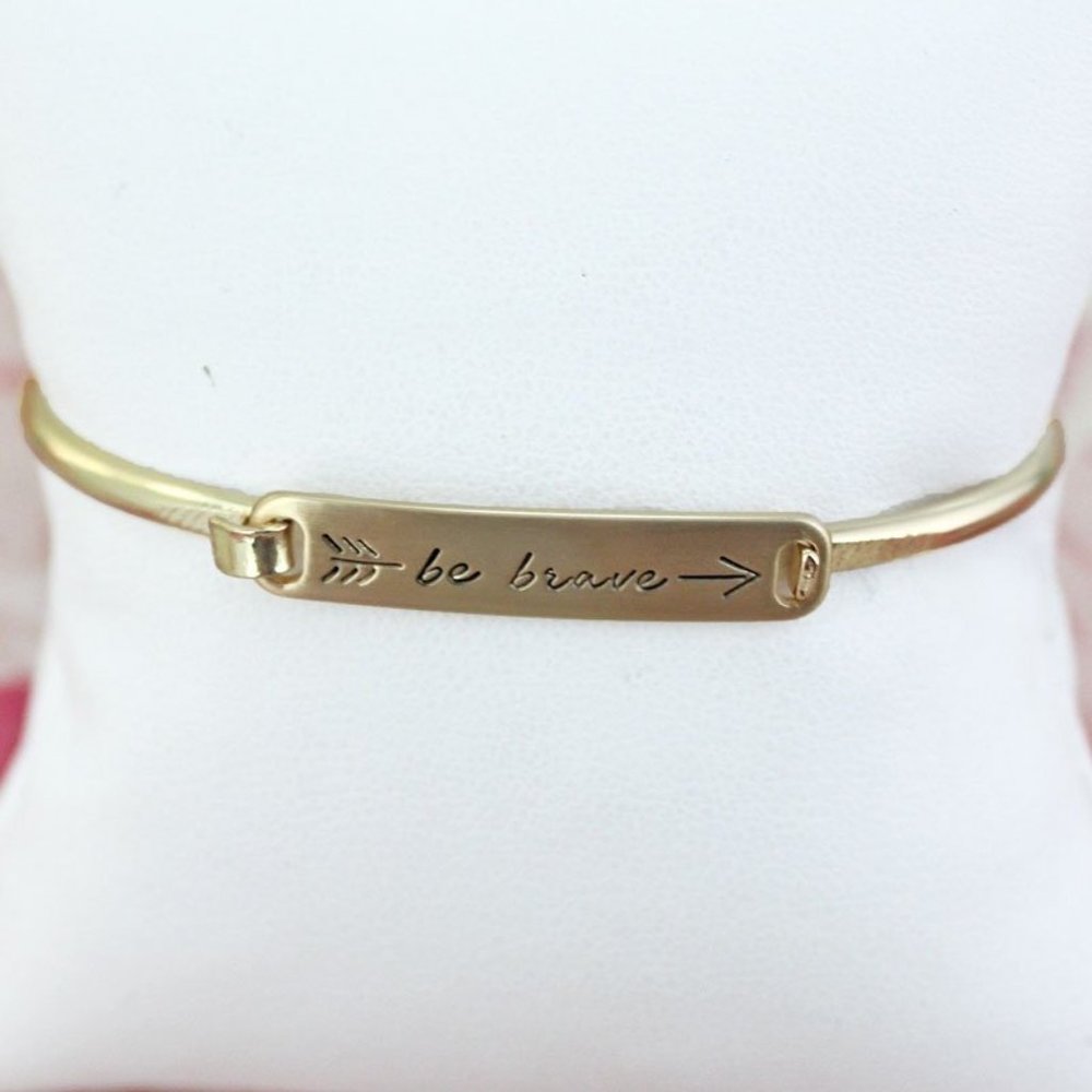 GOLDTONE 'BE BRAVE' BAR BRACELET